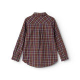Tommy Ternet shirt in dark chocolate, viewed from the back showing collar and buttons