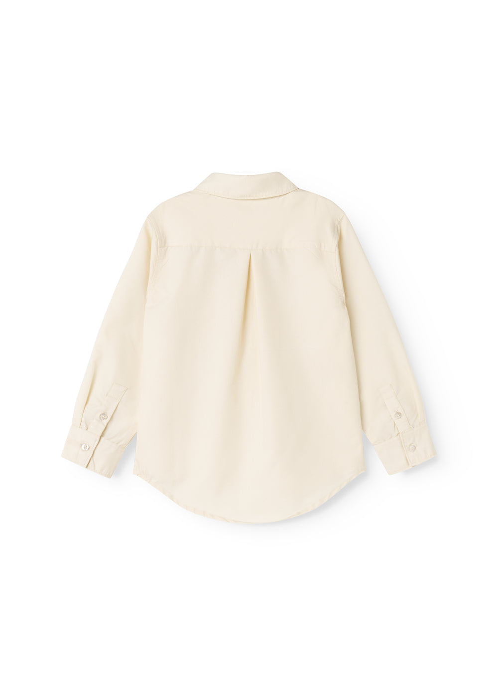 Children's shirt in light cream with button closure and rounded hem at the back