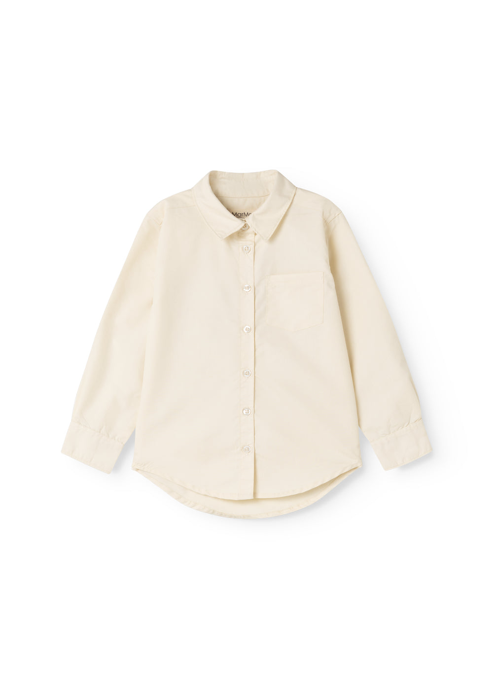 Children's shirt in light cream with collar and front button closure