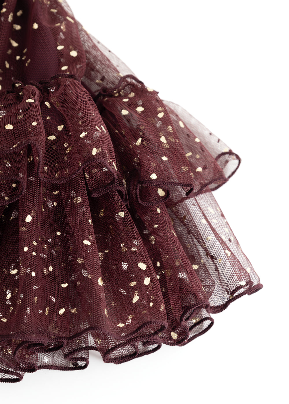 Tulle skirt with transparent tulle layers and glittering dots at the bottom edge
