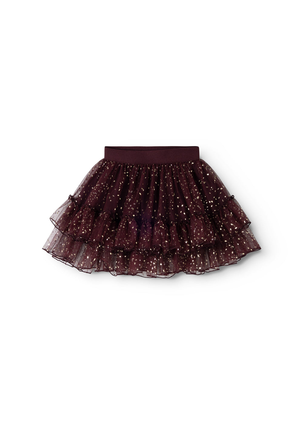 Children's tulle skirt in deep blackberry with layered skirt and fine sparkling dots