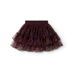 Children's tulle skirt in deep blackberry with layered skirt and fine sparkling dots