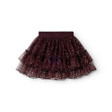 Children's tulle skirt in deep blackberry with layered skirt and fine sparkling dots