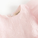 Pink dress with ruched neckline and visible MarMar label