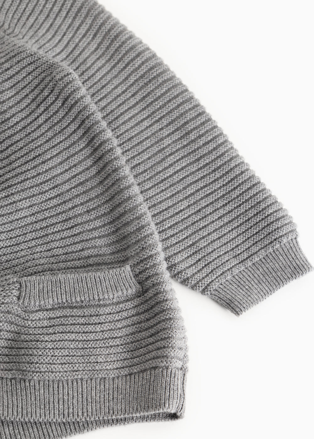 Gray marled knitted cardigan with ribbed cuffs and hem
