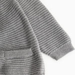 Gray marled knitted cardigan with ribbed cuffs and hem