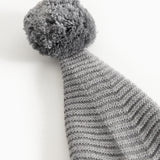 Alfen knitted elf hat, gray melange, with pom-pom and ribbed edge