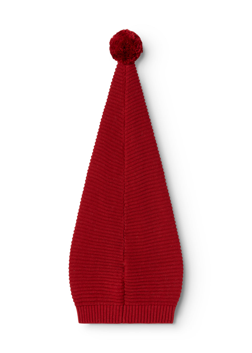 Alfen knitted Santa hat with long stripes and tassel in cherry red