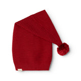 Alfen knitted Santa hat in cherry red with tassel and ribbed edge