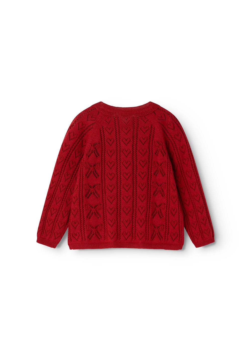 Bordeaux red knitted cardigan with all-over pattern knit and long sleeves