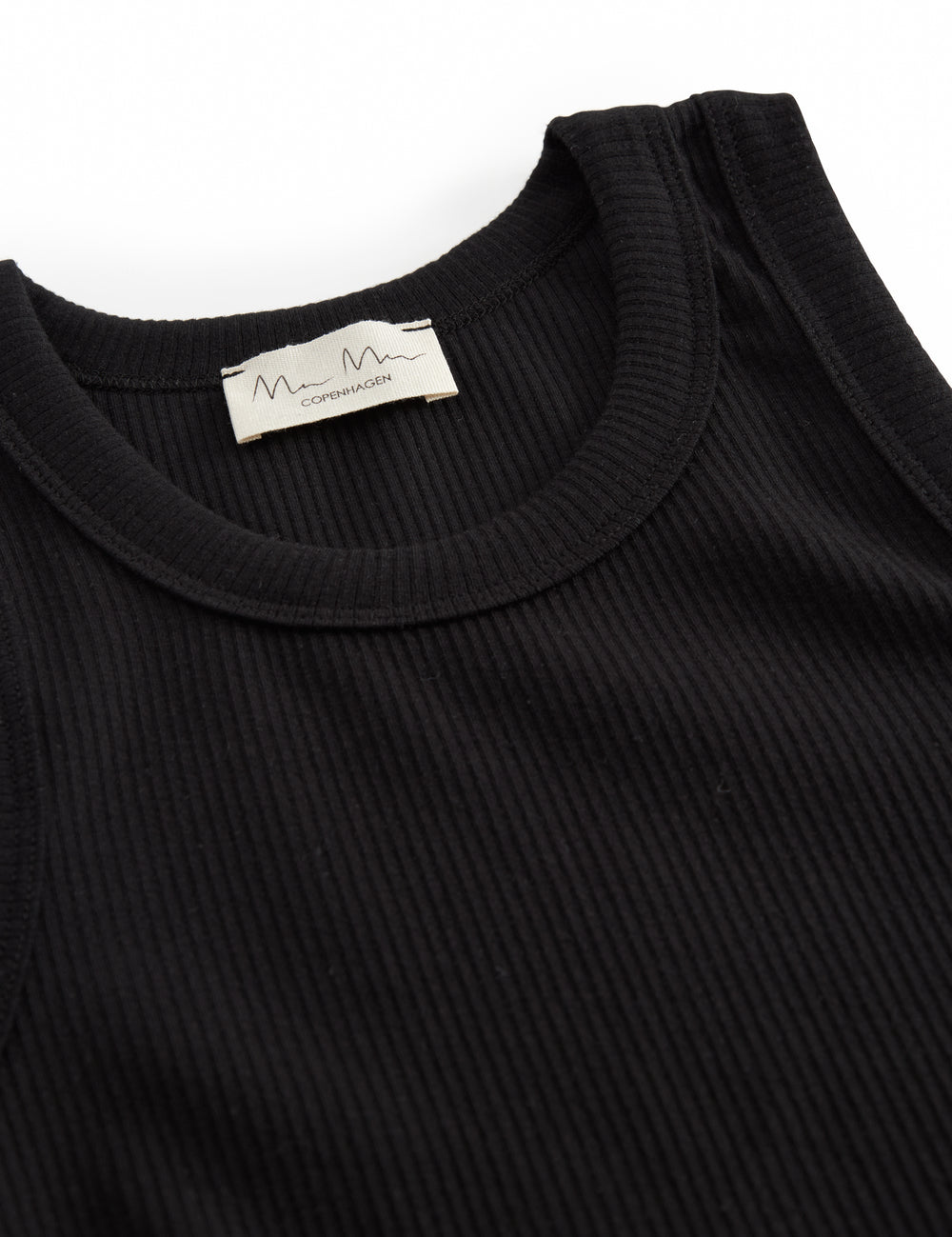 Ribbet sort tanktop for women