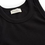 Ribbet sort tanktop for women