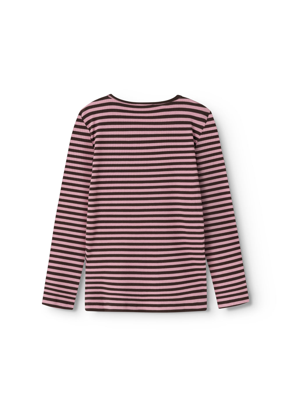 The striped long-sleeve T-shirt in pink and dark, round neck and regular fit.