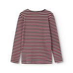 The striped long-sleeve T-shirt in pink and dark, round neck and regular fit.