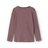 The striped long-sleeve T-shirt in pink and dark, round neck and regular fit.