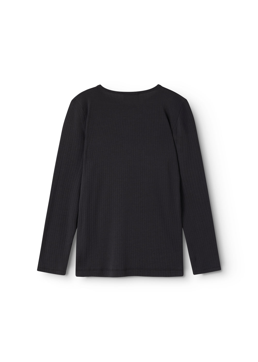 Sort long-sleeve T-shirt with round neck and ribbed pattern in the fabric.