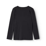 Sort long-sleeve T-shirt with round neck and ribbed pattern in the fabric.