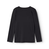 Sort long-sleeve T-shirt with round neck and ribbed pattern in the fabric.