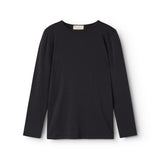 Sort long-sleeve T-shirt with round neck and ribbed texture