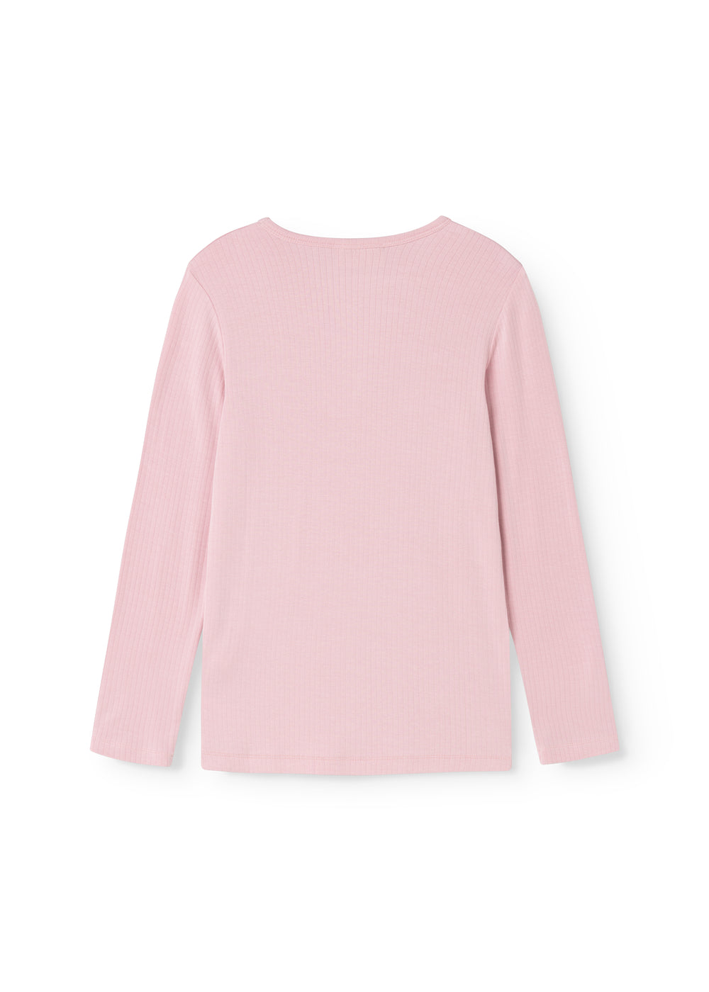 Pink long-sleeve T‑shirt with round neck