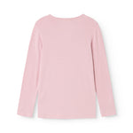 Pink long-sleeve T‑shirt with round neck
