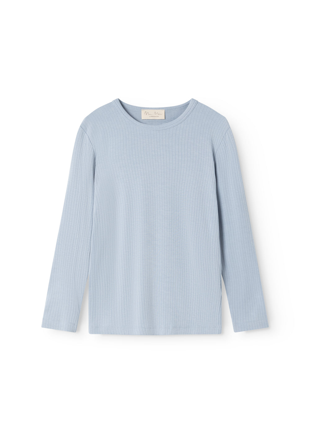 Light blue long-sleeve T‑shirt with round neckline
