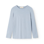 Light blue long-sleeve T‑shirt with round neckline