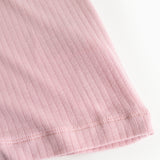 Sleeveless top bottom with ribbed edge and pink stitching