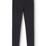 Straight trousers with slanted pleats and straight legs, elastic at the waist.
