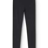 Straight trousers with slanted pleats and straight legs, elastic at the waist.
