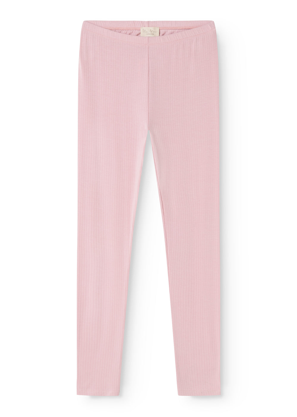 Pink pants with straight legs and elastic waistband