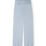 Light blue trousers with an elastic waistband and wide legs.