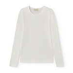 White long-sleeved pointelle t-shirt for women