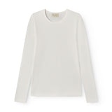 White long-sleeved pointelle t-shirt for women