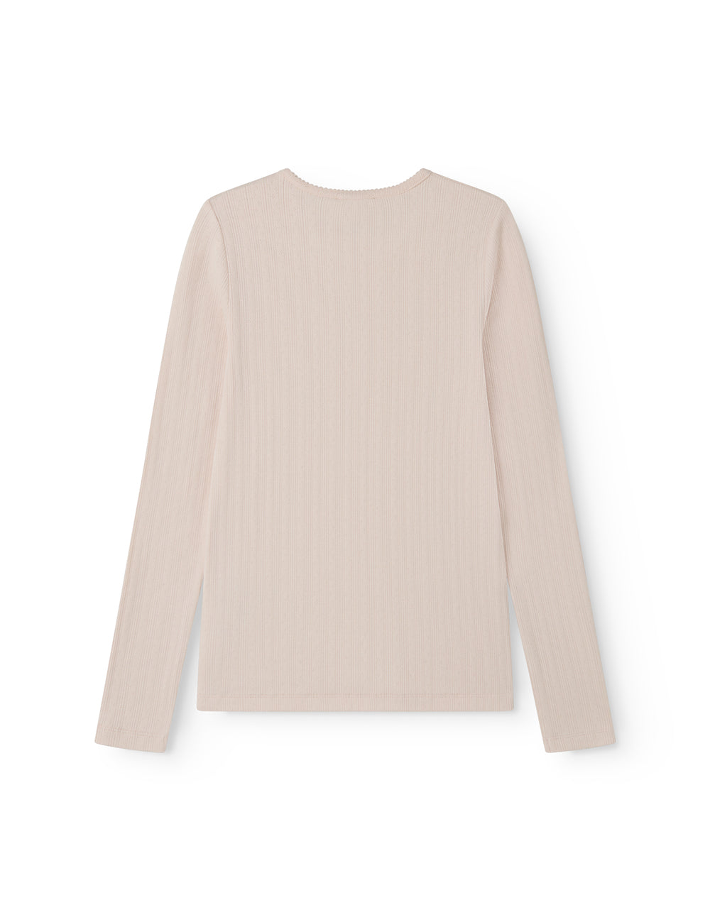 Red long-sleeved pointelle t-shirt for women