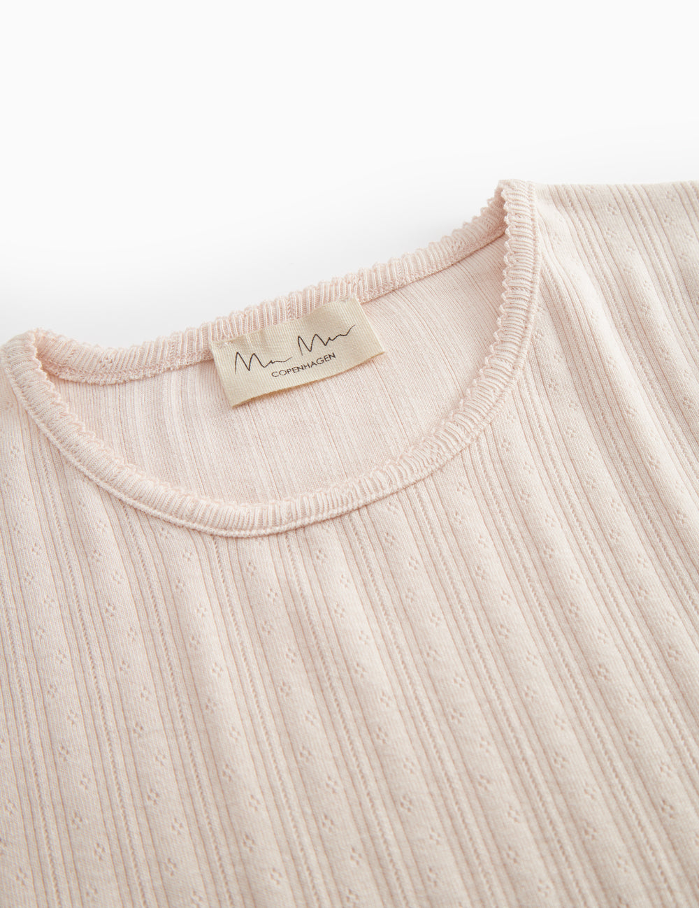 Red long-sleeved pointelle t-shirt for women