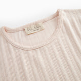 Red long-sleeved pointelle t-shirt for women