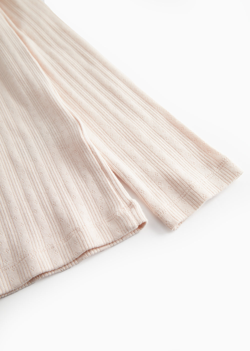 Red long-sleeved pointelle t-shirt for women