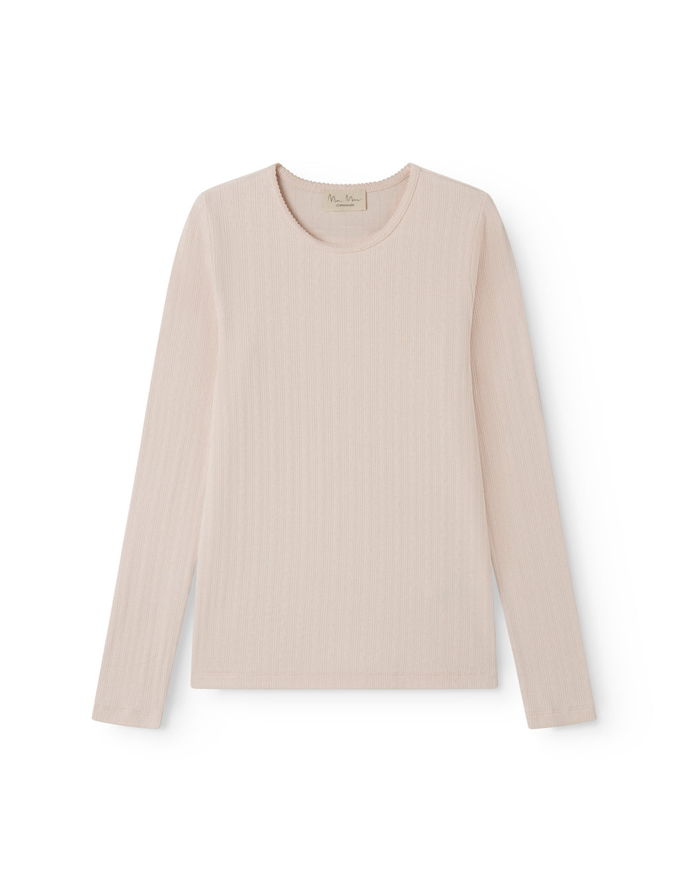 Red long-sleeved pointelle t-shirt for women