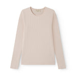 Red long-sleeved pointelle t-shirt for women