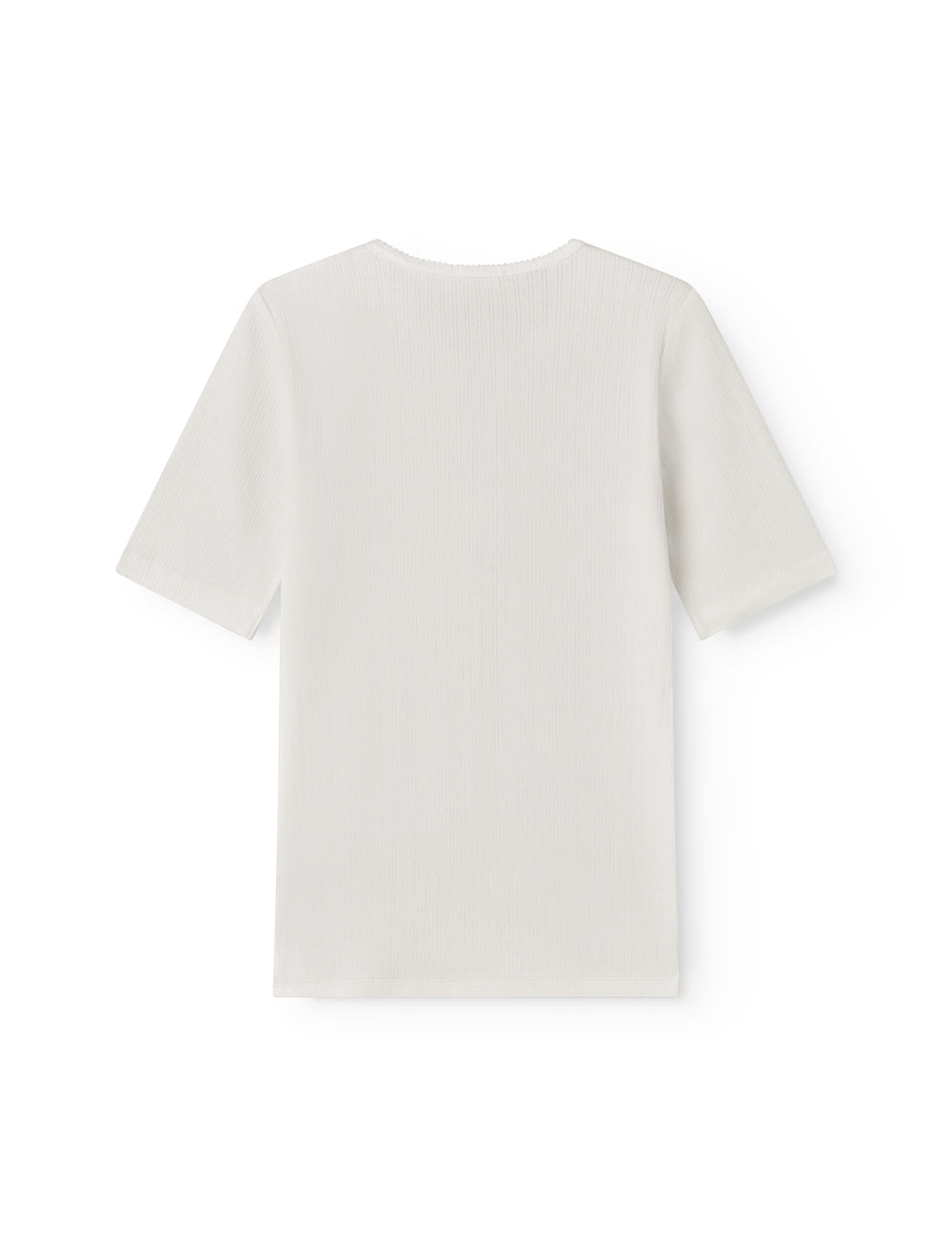White short-sleeved pointelle t-shirt for women