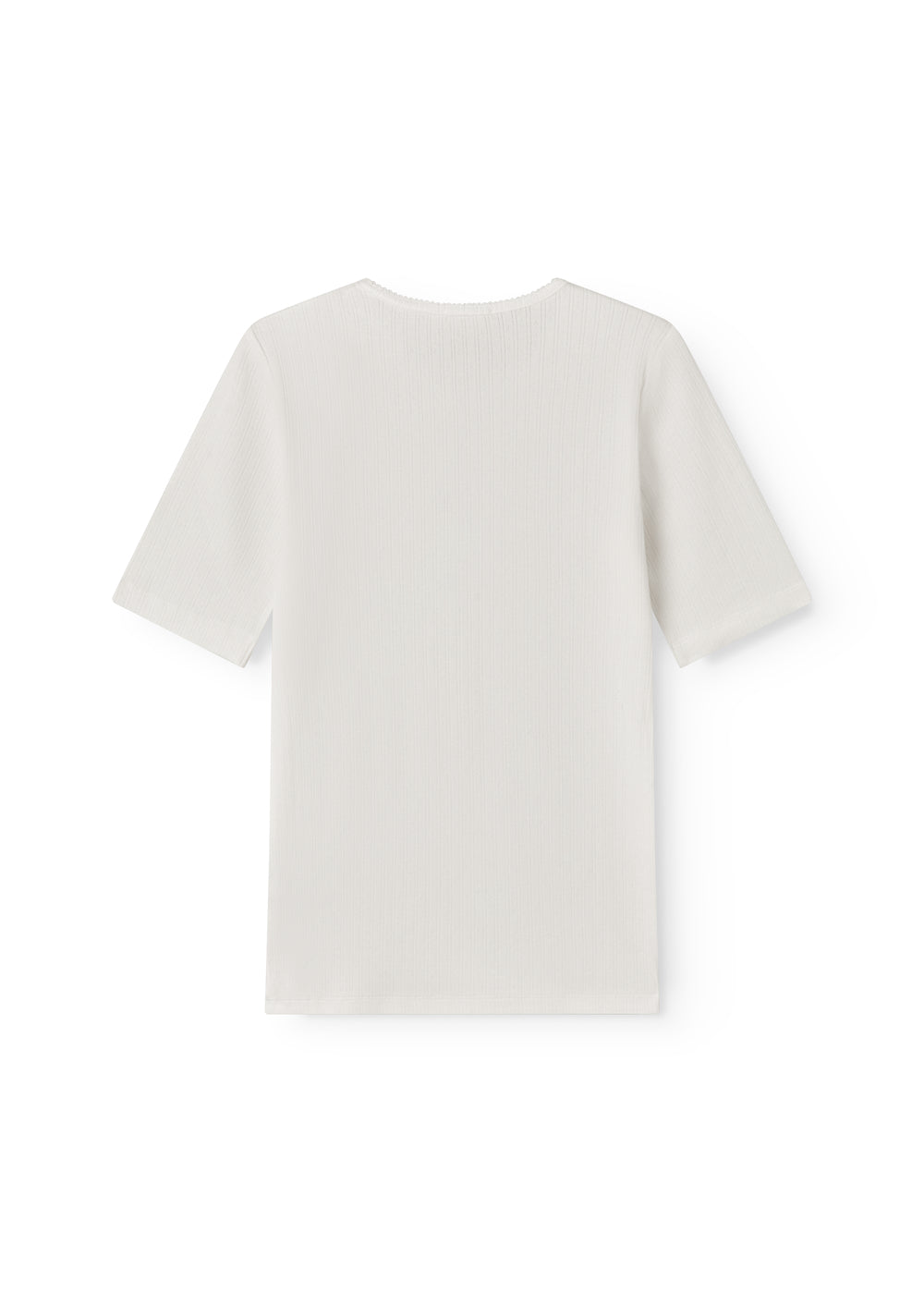 White short-sleeved pointelle t-shirt for women