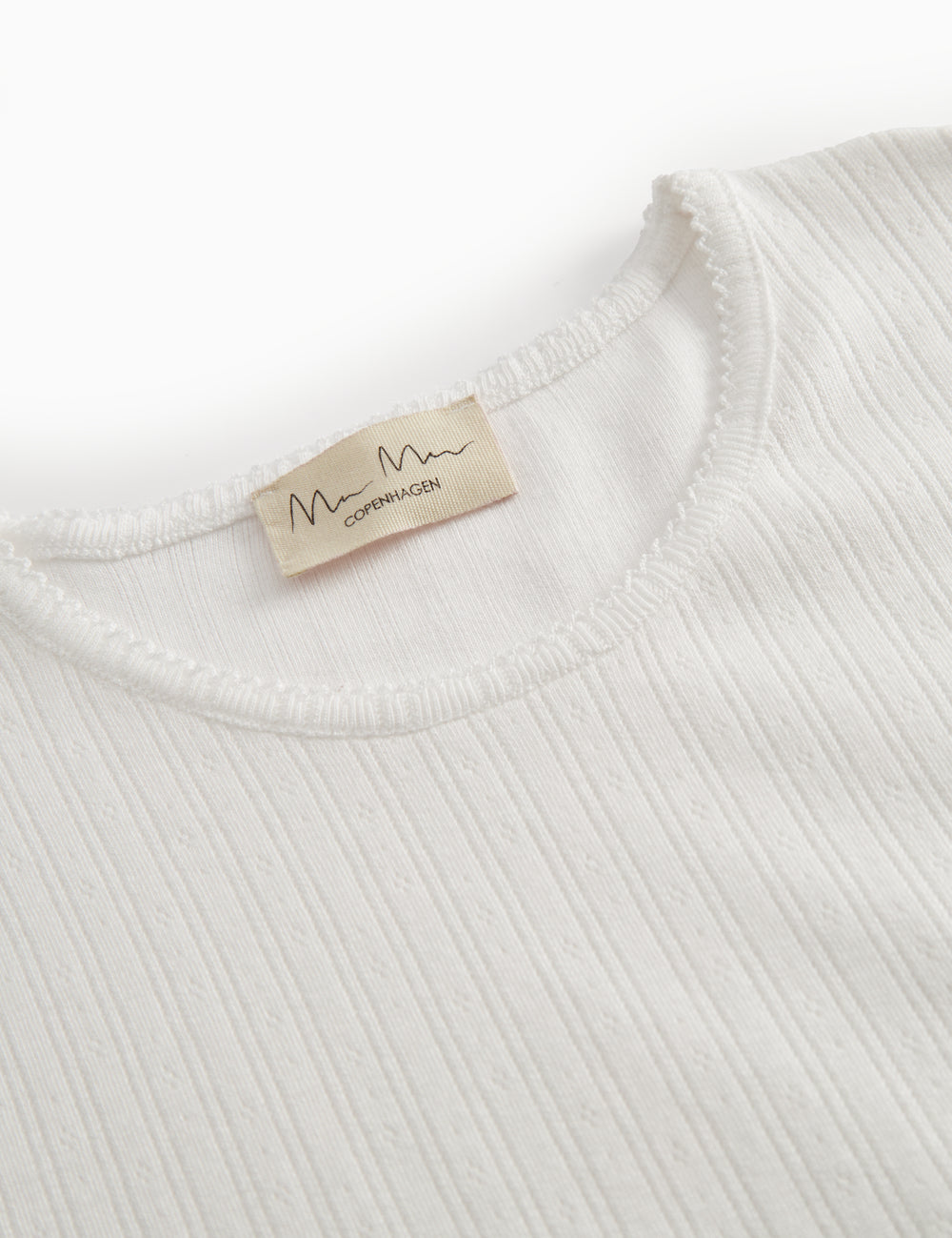 White short-sleeved pointelle t-shirt for women