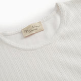 White short-sleeved pointelle t-shirt for women