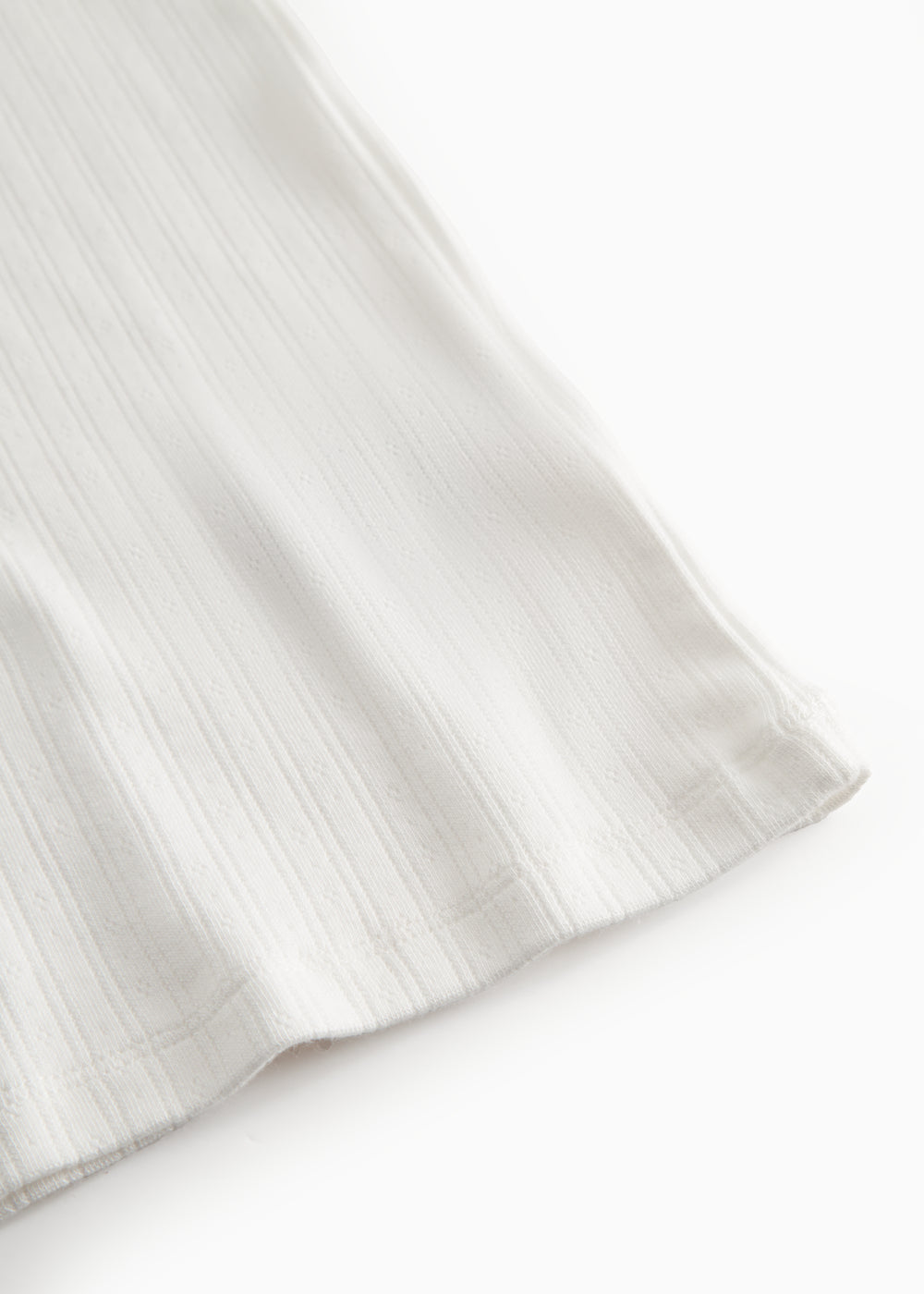 White short-sleeved pointelle t-shirt for women