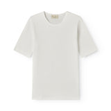 White short-sleeved pointelle t-shirt for women