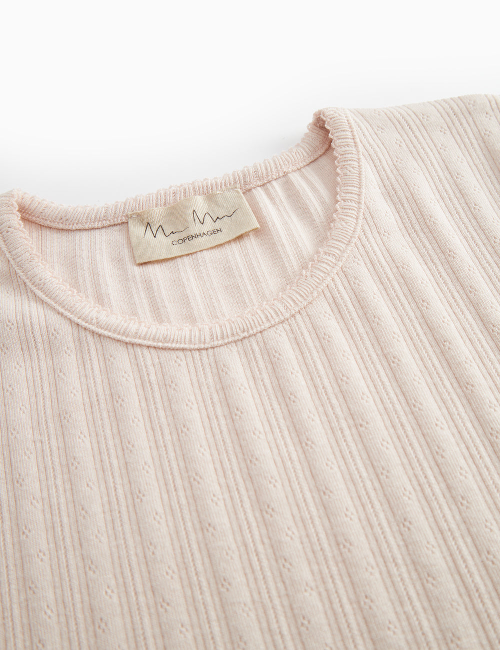 Red short-sleeved pointelle t-shirt for women