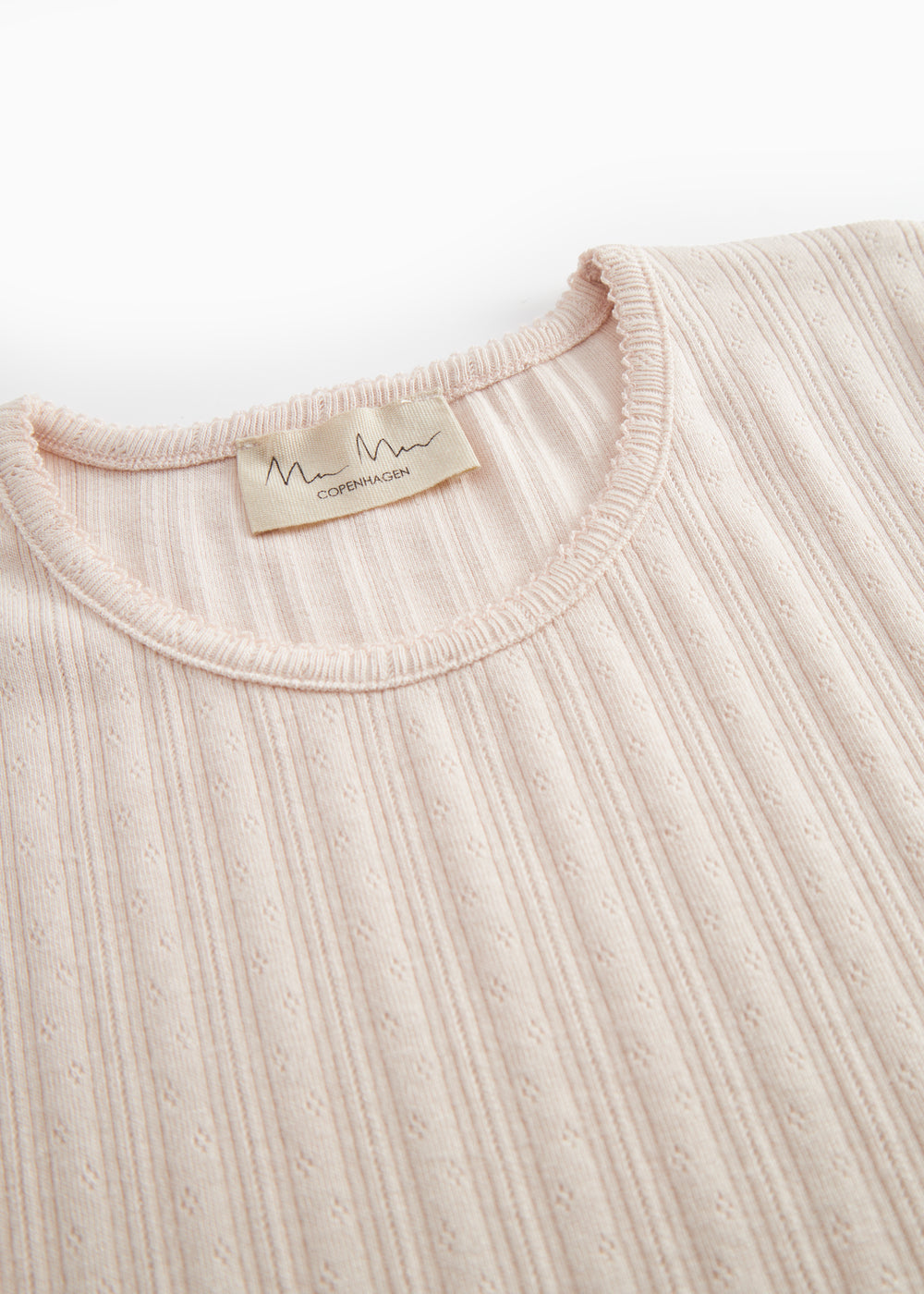 Red short-sleeved pointelle t-shirt for women