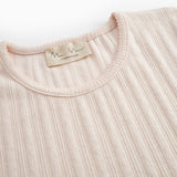 Red short-sleeved pointelle t-shirt for women