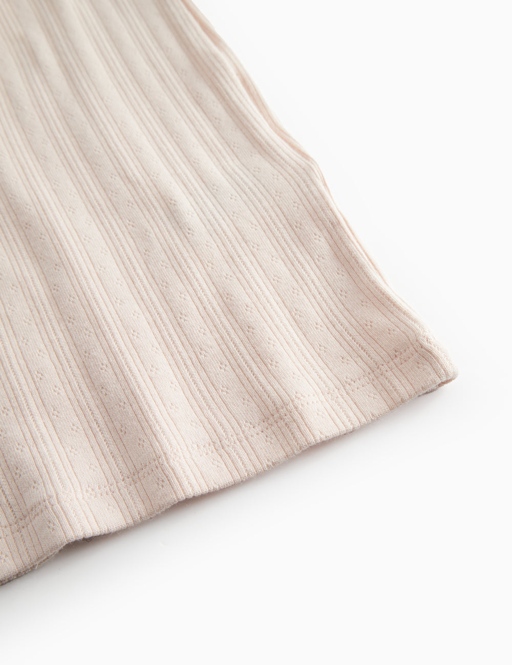 Red short-sleeved pointelle t-shirt for women